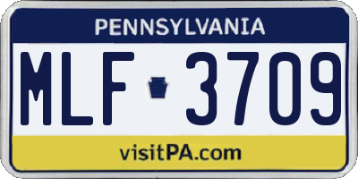 PA license plate MLF3709