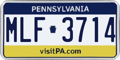 PA license plate MLF3714