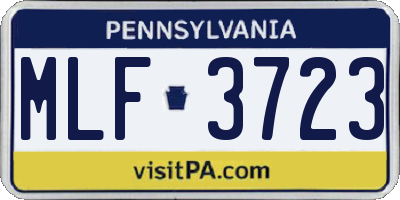 PA license plate MLF3723