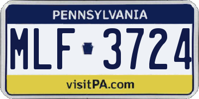 PA license plate MLF3724