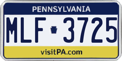 PA license plate MLF3725