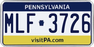 PA license plate MLF3726