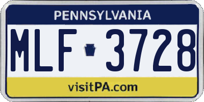 PA license plate MLF3728