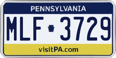 PA license plate MLF3729