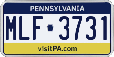 PA license plate MLF3731