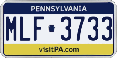 PA license plate MLF3733