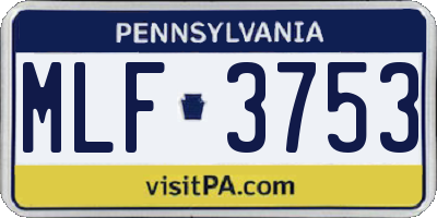 PA license plate MLF3753