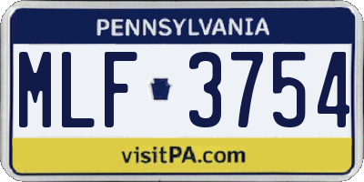PA license plate MLF3754