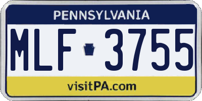 PA license plate MLF3755