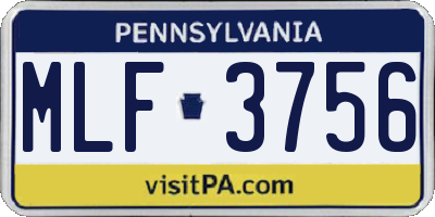 PA license plate MLF3756