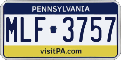 PA license plate MLF3757
