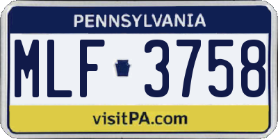 PA license plate MLF3758