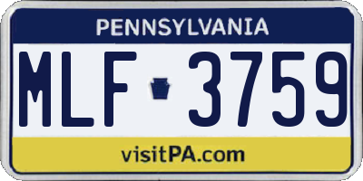 PA license plate MLF3759