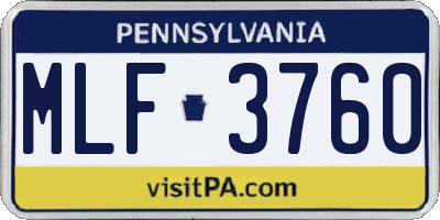 PA license plate MLF3760