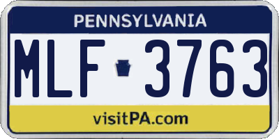 PA license plate MLF3763