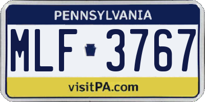 PA license plate MLF3767