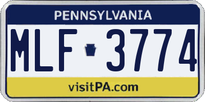 PA license plate MLF3774