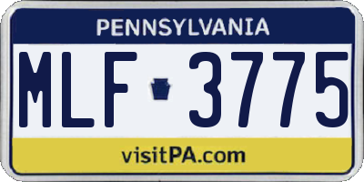 PA license plate MLF3775