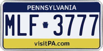 PA license plate MLF3777