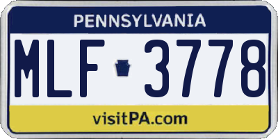 PA license plate MLF3778