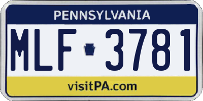 PA license plate MLF3781