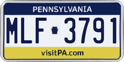 PA license plate MLF3791