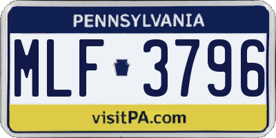 PA license plate MLF3796