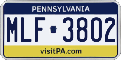 PA license plate MLF3802