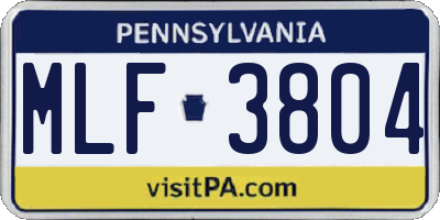 PA license plate MLF3804