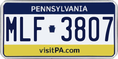 PA license plate MLF3807