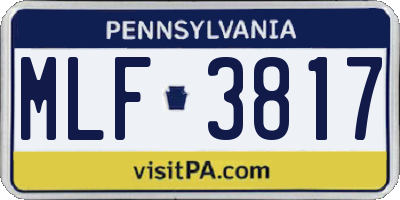 PA license plate MLF3817