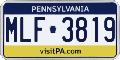 PA license plate MLF3819