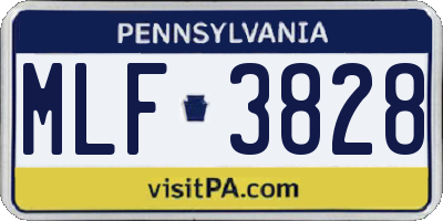 PA license plate MLF3828