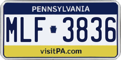 PA license plate MLF3836