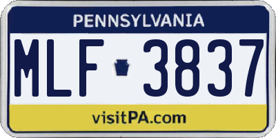 PA license plate MLF3837
