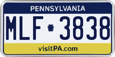 PA license plate MLF3838