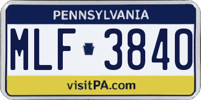 PA license plate MLF3840