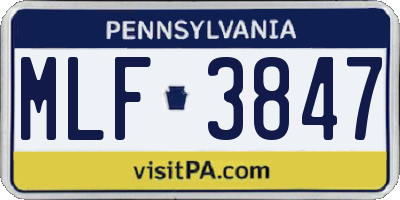 PA license plate MLF3847
