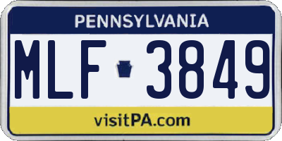 PA license plate MLF3849