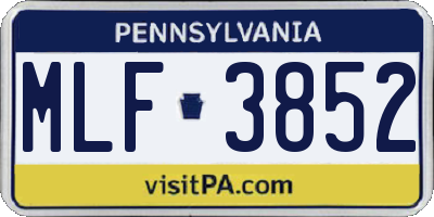 PA license plate MLF3852