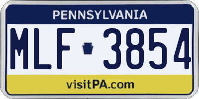 PA license plate MLF3854