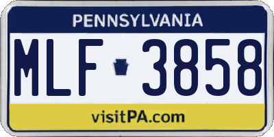 PA license plate MLF3858