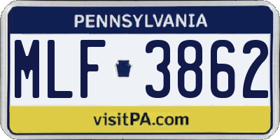 PA license plate MLF3862