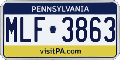PA license plate MLF3863