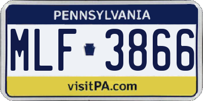 PA license plate MLF3866