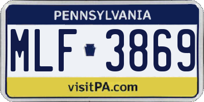 PA license plate MLF3869