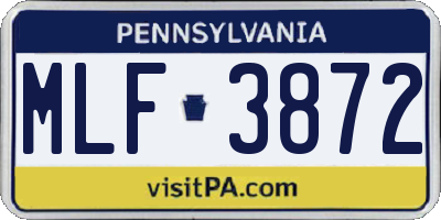 PA license plate MLF3872