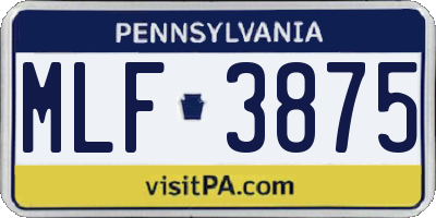 PA license plate MLF3875