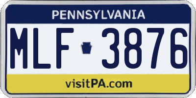 PA license plate MLF3876