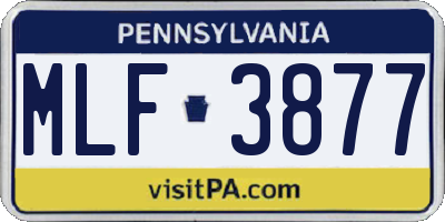 PA license plate MLF3877